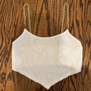 White Tank Top with Gold Chains